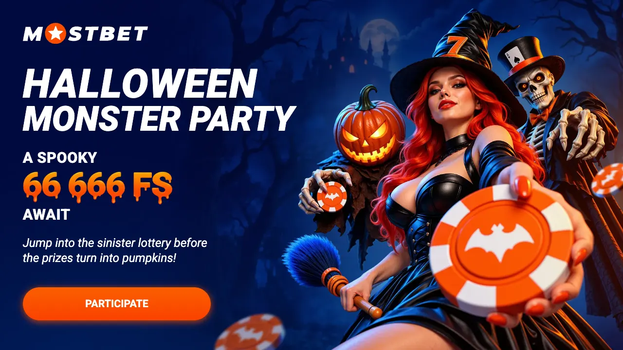 Mostbet Halloween Monster Party promo art