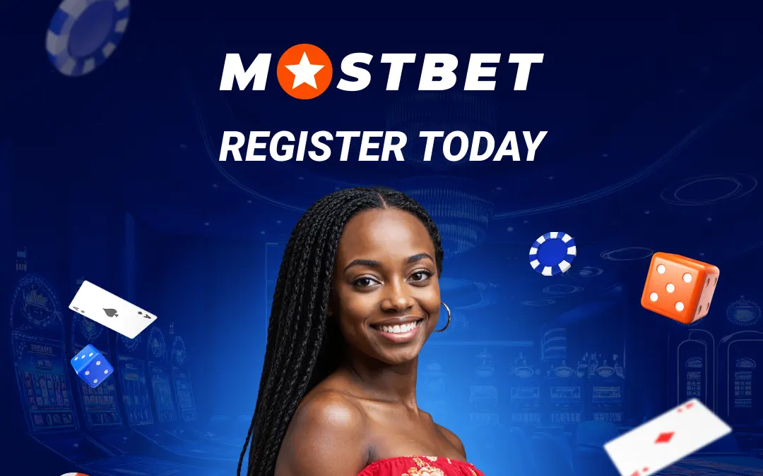 Mostbet “Register today” banner for Kenya