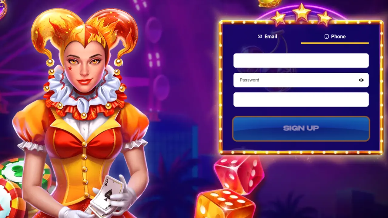 Mostbet Joker art with the sign-up form